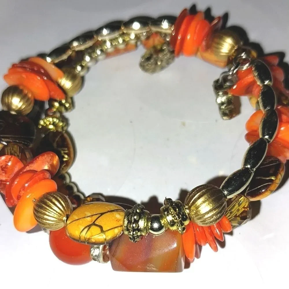 Vintage Beaded spiral bracelet